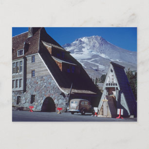 Ski Timberline Lodge Mt Huva Oregon 1950's Photo Vykort