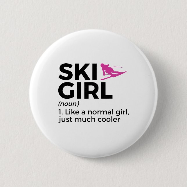 Ski Tjej Definition Roligt Ski  Knapp (Framsida)