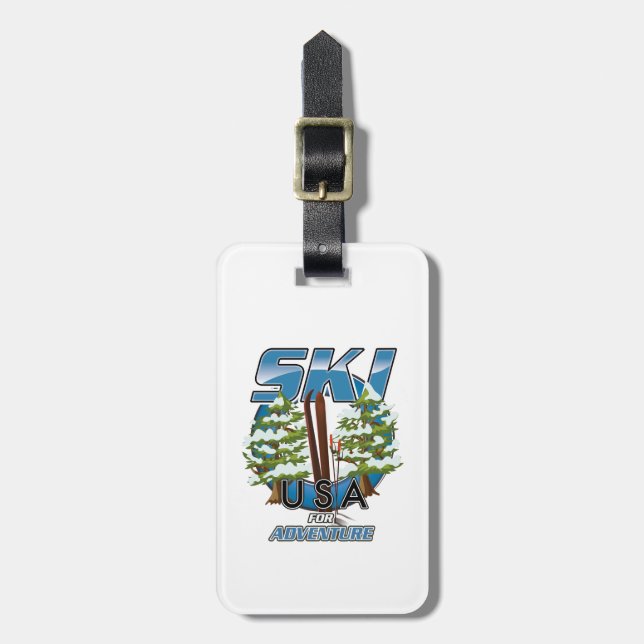 Ski USA För äventyr logotyp. Bagagebricka (Vertikal Framsida)