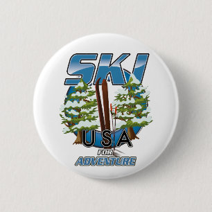 Ski USA För äventyr logotyp. Knapp