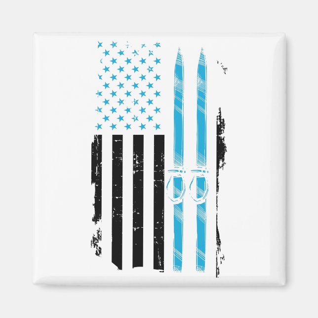 Ski USA | Skis Skiers Gift Ideas hoppas över Magnet (Framsidan)