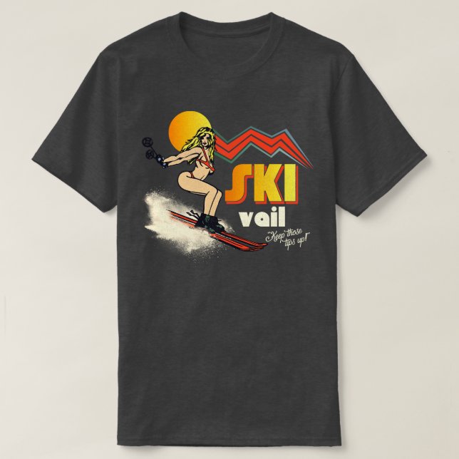 Ski Vail 70s80s Retro Souvenir Stil Skiing T Shirt (Design framsida)