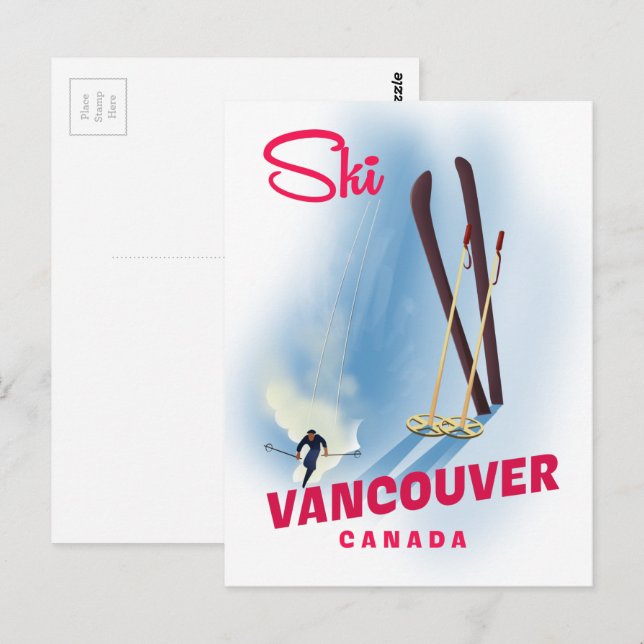Ski Vancouver Kanada Vykort (Fram/baksida)