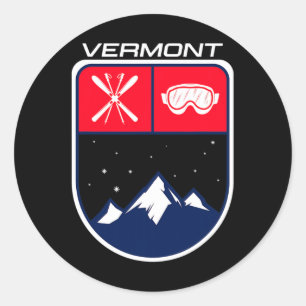 Ski Vermont Mountain Skiing Trail Skier Goggle Pol Runt Klistermärke