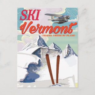 Ski Vermont retro-semester poster Vykort
