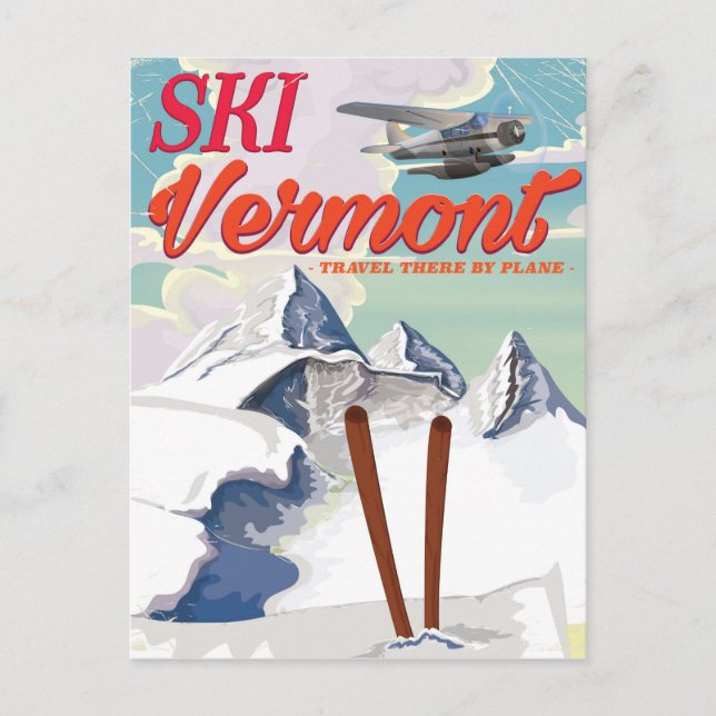 Ski Vermont retro-semester poster Vykort (Framsida)
