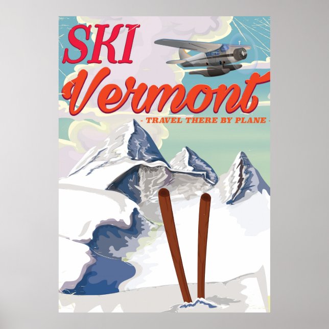 Ski Vermont retro-semesterplanscher Poster (Framsidan)