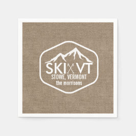 Ski Vermont Stowe Snö Mountain Rustic Burlap Pappersservett