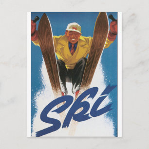 Ski Vintage resor Poster teckning Vykort