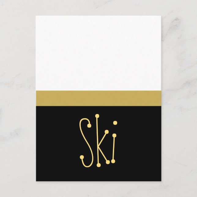 SKI Whimsical Rolig Svart Vit Färgbalans  Helg Vykort (Framsida)