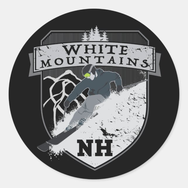 Ski White Mountains, NH Runt Klistermärke (Framsida)