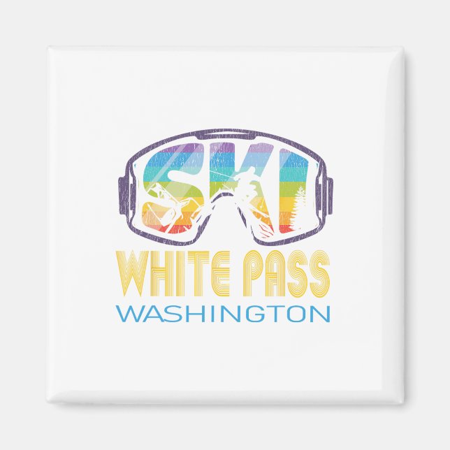 Ski White P Washington Skiing Vacation  Magnet (Framsidan)