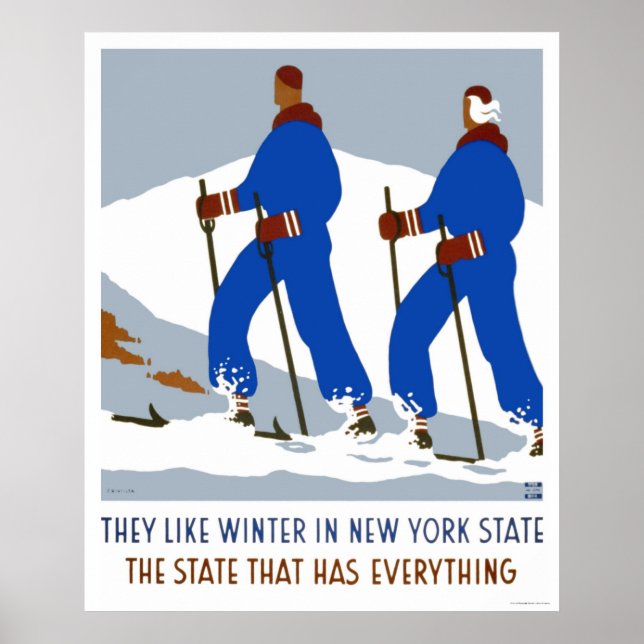 Ski Winter New York 1938 WPA Poster (Framsidan)