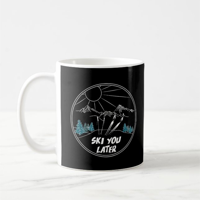Ski You Later Funny Ski Pun Kaffemugg (Vänster)