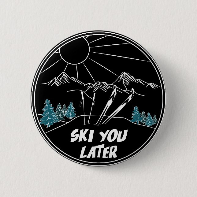 Ski You Later Funny Ski Pun Knapp (Framsida)