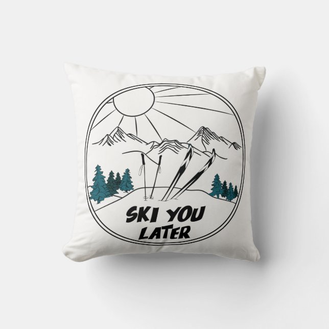 Ski You Later Funny Ski Pun Kudde (Framsida)