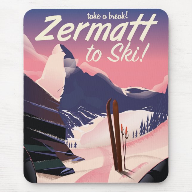 Ski Zermatt retro-semesterplakat Musmatta (Framsidan)