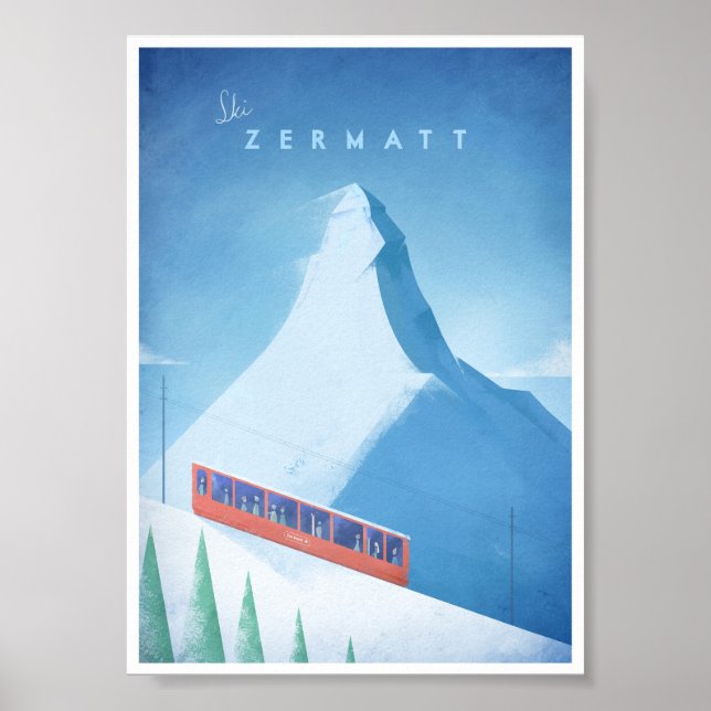 Ski Zermatt Vintage resor Poster (Framsidan)