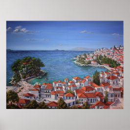Skiathos Harbour Light Poster