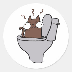 Skibbidi poop cat runt klistermärke
