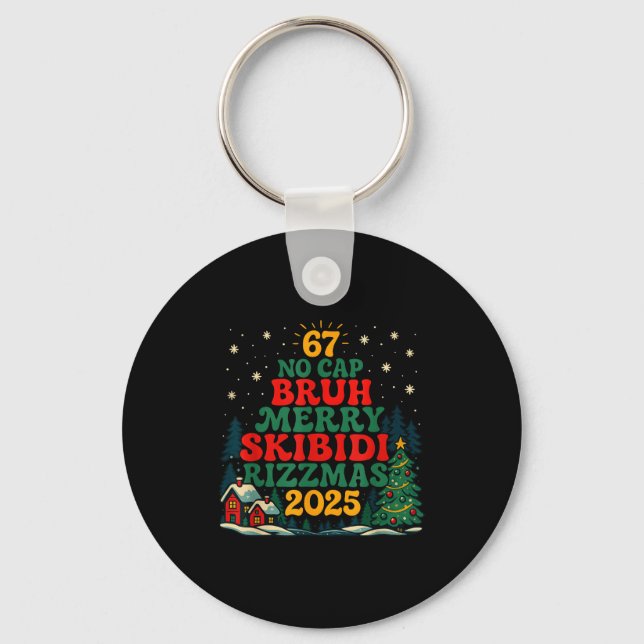 Skibiddi Rizzmas 2025 Funny Meme Christmas Tree  Nyckelring (Framsida)