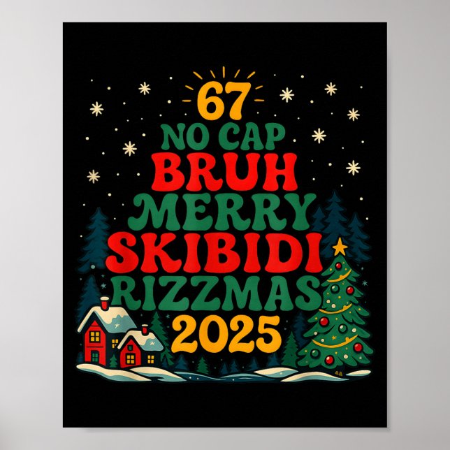 Skibiddi Rizzmas 2025 Funny Meme Christmas Tree  Poster (Framsidan)