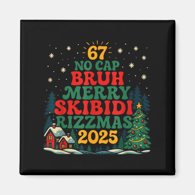 Skibiddi Rizzmas 2025 Roligt Meme Julgran  Magnet (Framsidan)