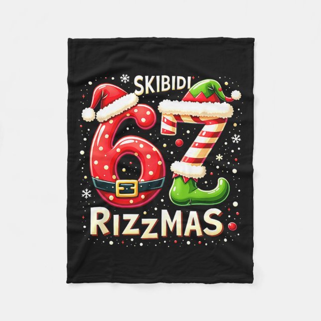 Skibidi 67 Rizzmas Christmas Meme Funny Elf Santa  Fleecefilt (Framsidan)