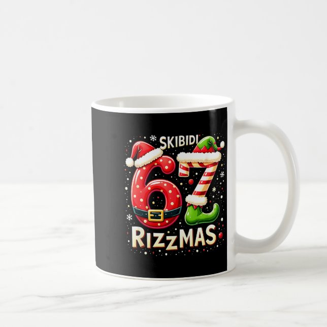 Skibidi 67 Rizzmas Christmas Meme Funny Elf Santa  Kaffemugg (Höger)