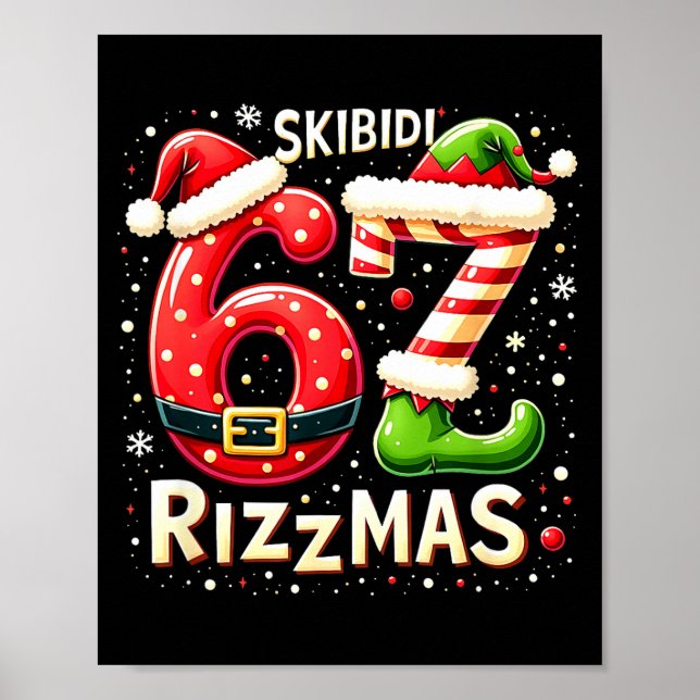 Skibidi 67 Rizzmas Christmas Meme Funny Elf Santa  Poster (Framsidan)