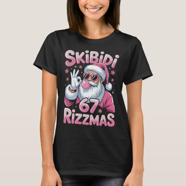 Skibidi 67 Rizzmas Christmas Santa T Shirt (Framsida)