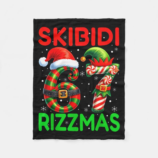 Skibidi 67 Rizzmas Funny Six Seven Meme Christmas  Fleecefilt (Framsidan)