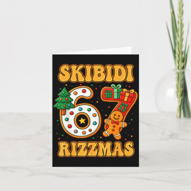 Skibidi 67 Rizzmas Funny Six Seven Meme Christmas  Kort (Framsida)