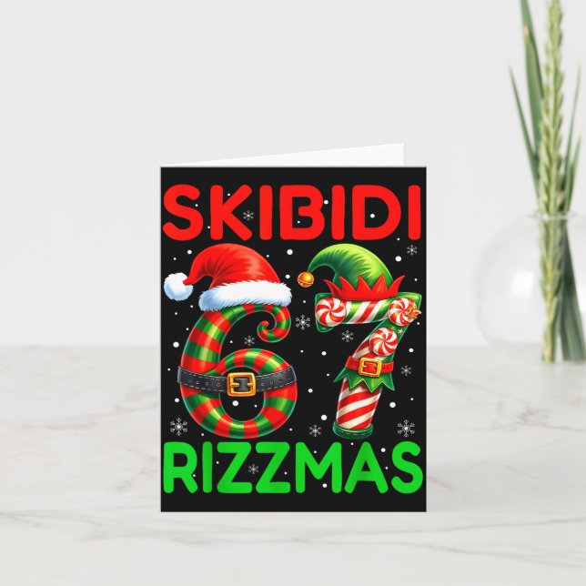 Skibidi 67 Rizzmas Funny Six Seven Meme Christmas  Kort (Framsida)