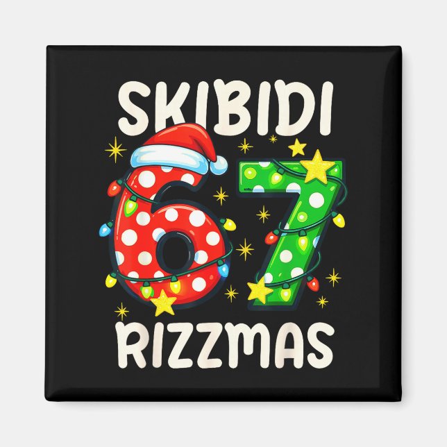 Skibidi 67 Rizzmas Funny Six Seven Meme Christmas  Magnet (Framsidan)
