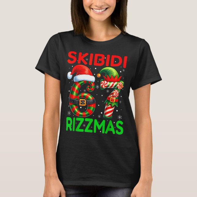 Skibidi 67 Rizzmas Funny Six Seven Meme Christmas  T Shirt (Framsida)