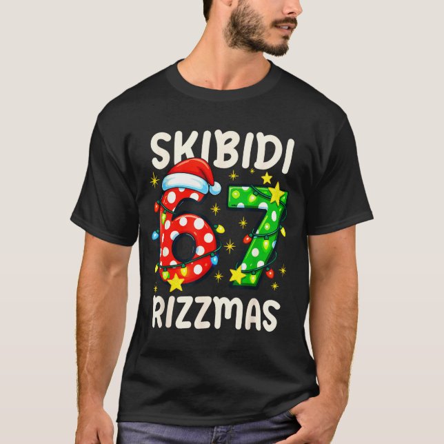 Skibidi 67 Rizzmas Funny Six Seven Meme Christmas  T Shirt (Framsida)