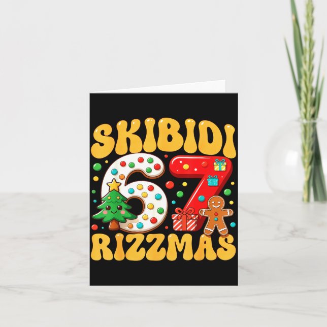 Skibidi 67 Rizzmas Six Seven Meme Christmas Boys G Kort (Framsida)