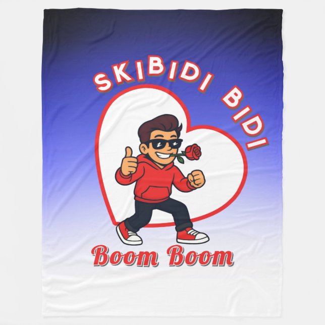 Skibidi Bidi Boom Boom Valentine Meme - Cartoon Fleecefilt (Framsidan)