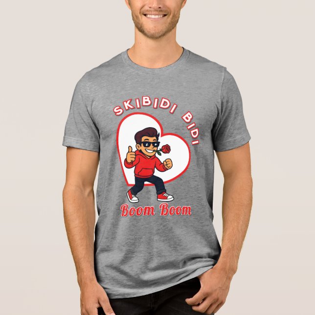 Skibidi Bidi Boom Boom Valentine Meme - Cartoon T Shirt (Framsida)