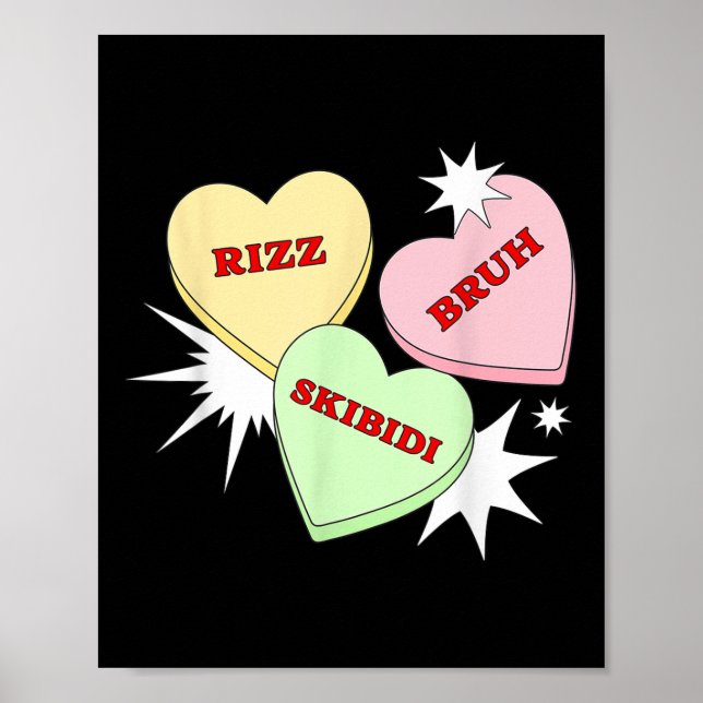 Skibidi Bruh Rizz - Funny Valentines day Kärlek He Poster (Framsidan)