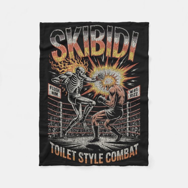 Skibidi Combat Skeleton Boxing Match Meme Explosio Fleecefilt (Framsidan)
