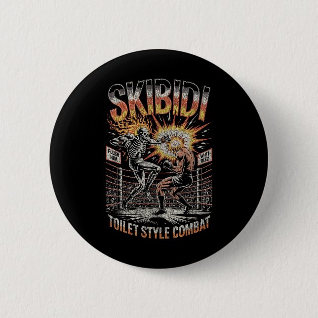 Skibidi Combat Skeleton Boxing Match Meme Explosio Knapp (Framsida)