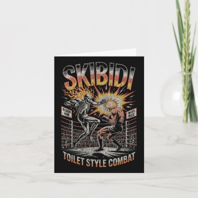 Skibidi Combat Skeleton Boxing Match Meme Explosio Kort (Framsida)