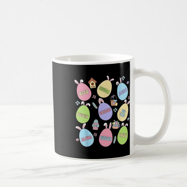 Skibidi Påsk Day Egg Hunt Funny No Cap Rizz Meme Kaffemugg (Höger)