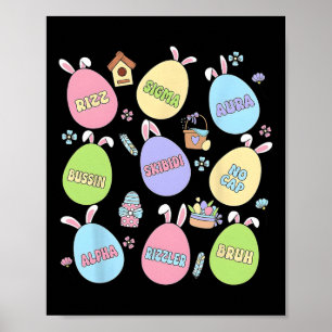Skibidi Påsk Day Egg Hunt Funny No Cap Rizz Meme Poster