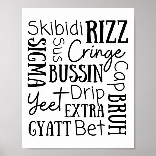 Skibidi Rizz Funny Kids Rizz Bussin Gen Z Christma Poster (Framsidan)