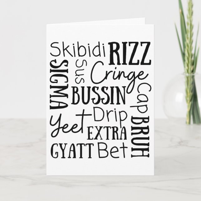 Skibidi Rizz Roliga Barn Rizz Bussin Gen Z Jul Kort (Framsida)