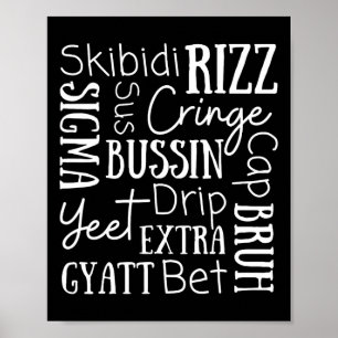 Skibidi Rizz Roliga Barn Rizz Bussin Gen Z Jul Poster