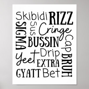 Skibidi Rizz Roliga Barn Rizz Bussin Gen Z Jul Poster